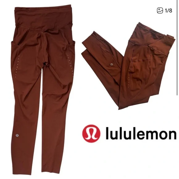 SOLD ***Lululemon Fast and free high rise tight leggings. Color Dark terracotta - Picture 11 of 11